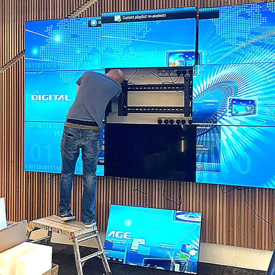 55'' LCD thin bezel Video wall display during Installation - Be Quantum