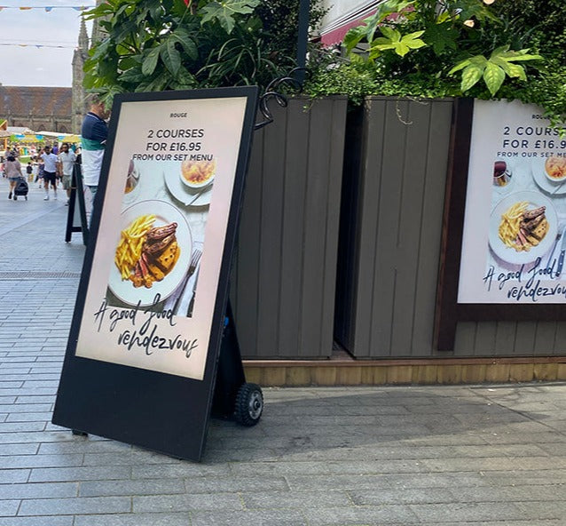 Outdoor Digital A-Board 43'' Portable Battery powered Black Outdoor or Indoor Pavement sign