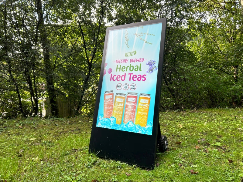 43" Outdoor High Brightness Digital Battery powered A-Board in Black and easy portable Kerb sign - Be Quantum