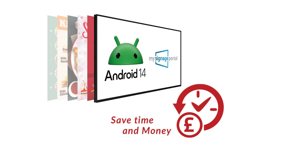 Vibrant Professional Advertising Displays 800cd/m2 Brightness Commercial grade for bright spaces, as a menu, advertising, informing, 4K Resolution with android 14 