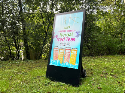 43" Outdoor High Brightness Digital Battery powered A-Board in Black and easy portable Kerb sign - Be Quantum