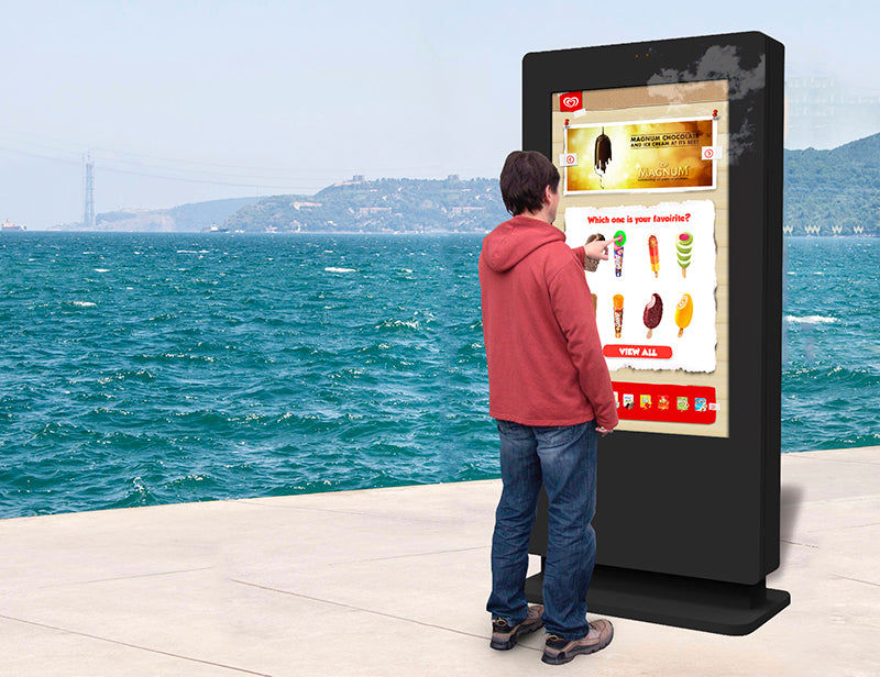 Freestanding Outdoor Digital Poster Totem with Touch Screen Option